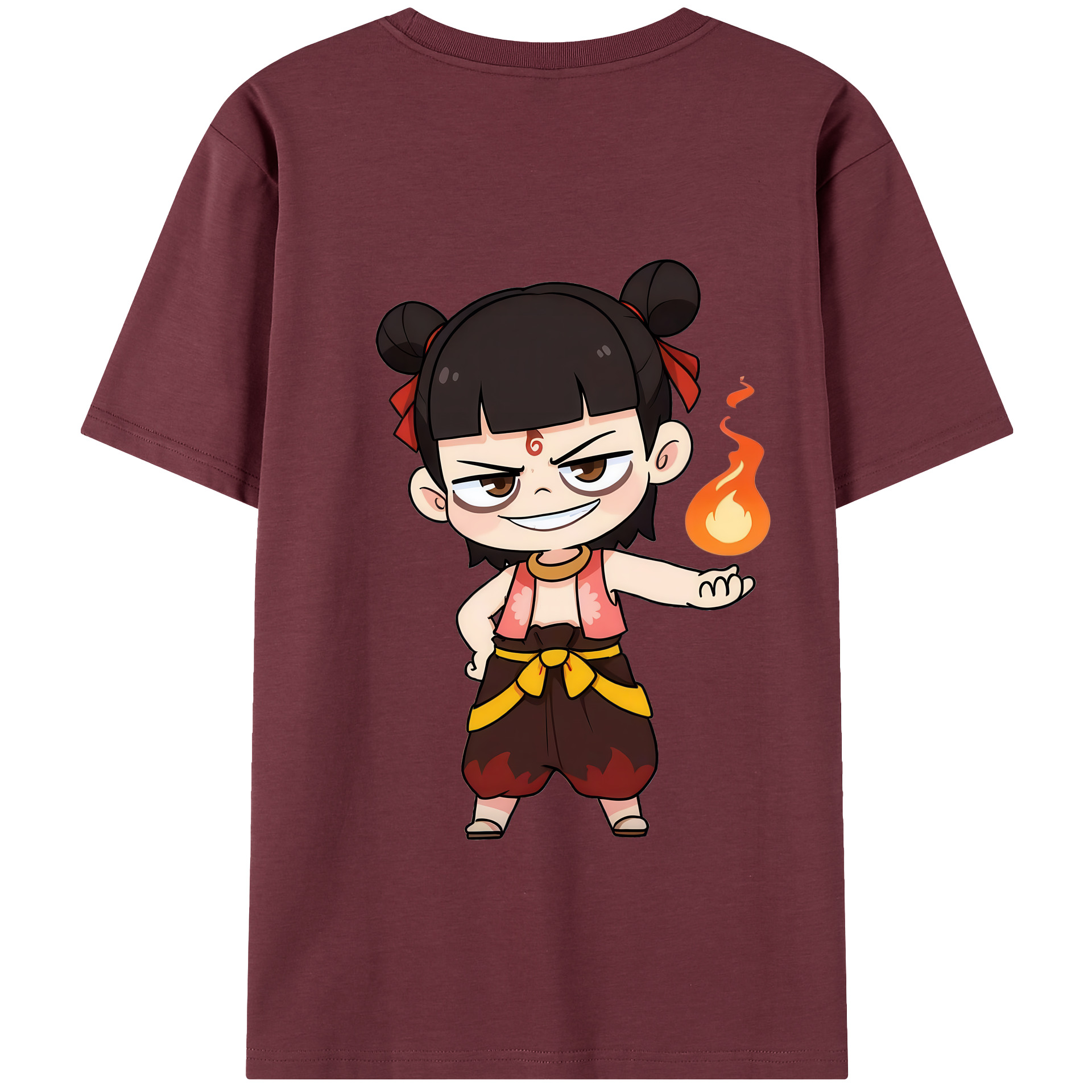 （画像用） Ne Zha 2 ナタ 魔童の大暴れ 綿100％半袖Tシャツ（背面プリント）